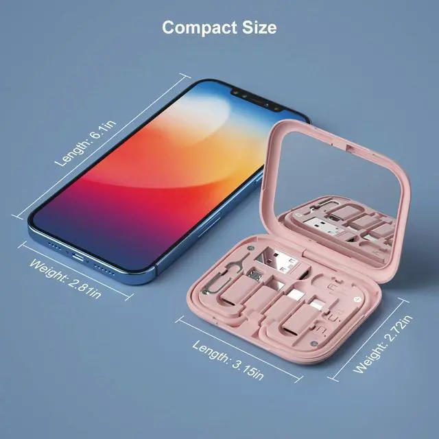 Alt view image 5 of 6 - USB-C to USB Adapter USB C Male Cable Box Contains Makeup Mirror/USB C Cable/Micro USB to USB C/USB A to USB C Cell Phone OTG Adapters for iPhone 15/16 Pro Google Pixel  Galaxy