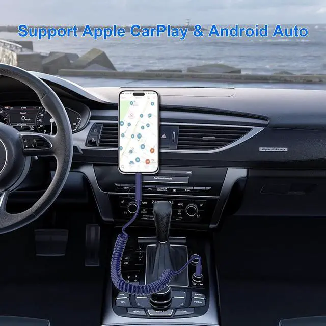 Alt view image 3 of 7 - USB C to USB C and Lightning 2 in 1 Coiled Cable 3ft USB Type C Lightning Dual Cable for  Carplay & Android Auto PD 60W Fast Charging Data Sync for iPad Laptop  iPhone Dark Blue