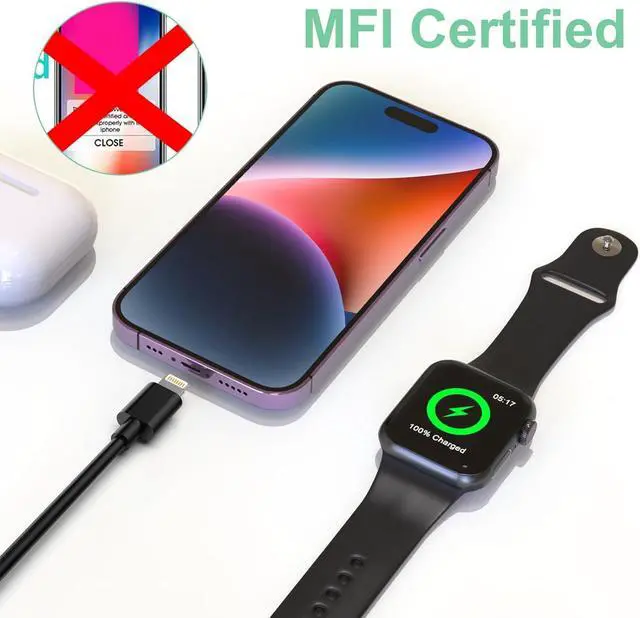Alt view image 6 of 7 - Travel Multi 4-in-1 USB C Universal Smart iWatch Fast Charging Cable,3M/10FT Type C+USB A Watch Charger+Lightning*2+Type C Cord Combo Adapter for iWatch Series9 8 7 6 5 4 3 2 SE/iPhone15 14/