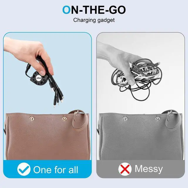 Alt view image 6 of 6 - Multi Charging Cable 4A [2Pack 4Ft] Retractable USB Fast Charger Cord 4 in 1 Chargers for Multiple Devices with Lightning/Type C/Micro USB Port for Cell Phones,iPhone,iPads,Samsung Galaxy,Tablets