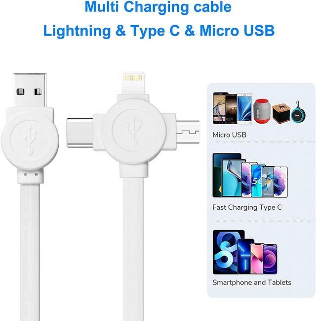 Alt view image 4 of 7 - Retractable Multiple Charging Cable 3 in 1 with Mobile Phone/Type C/Micro USB Port for Cellphone/Galaxy S9/S8/S7/Hawei and More