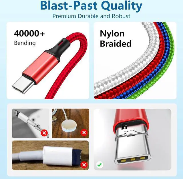 Alt view image 3 of 7 - 2Pack Multi Charging Cable for Apple Watch Charger USB Magnetic Charger Nylon Braided USB C/L/Micro Port Compatible with iWatch Series 10-1/iPhone 16/15/Galaxy Android-4FT