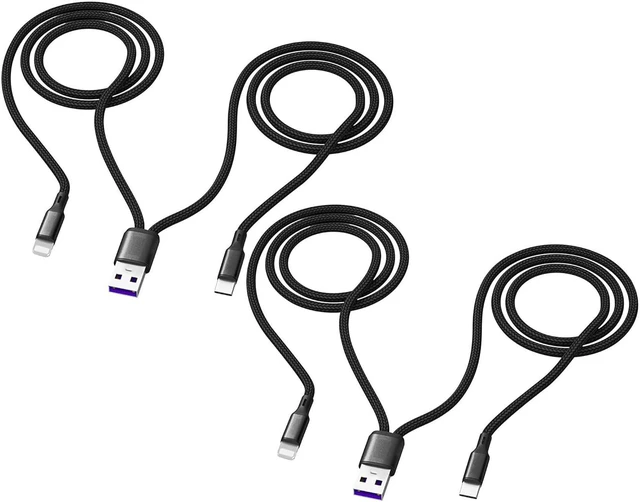 Main image of Multi 2-in-1 Charging Cable 4FT 2Pack USB-A to Type C + iPhone