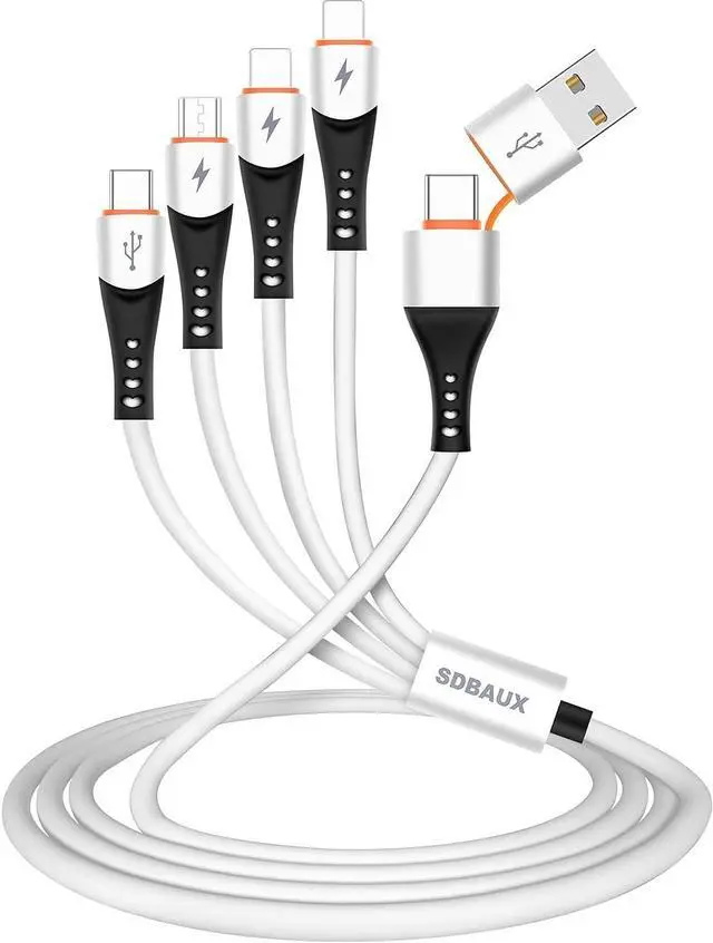 Main image of 6 in 1 USB A to USB C Multi 4 in 1 Dual Phone Type C Micro Port Charger Cord 3A Fast Charging Cable Compatible with Most Mobile Phones and Electronic Devices Tablets