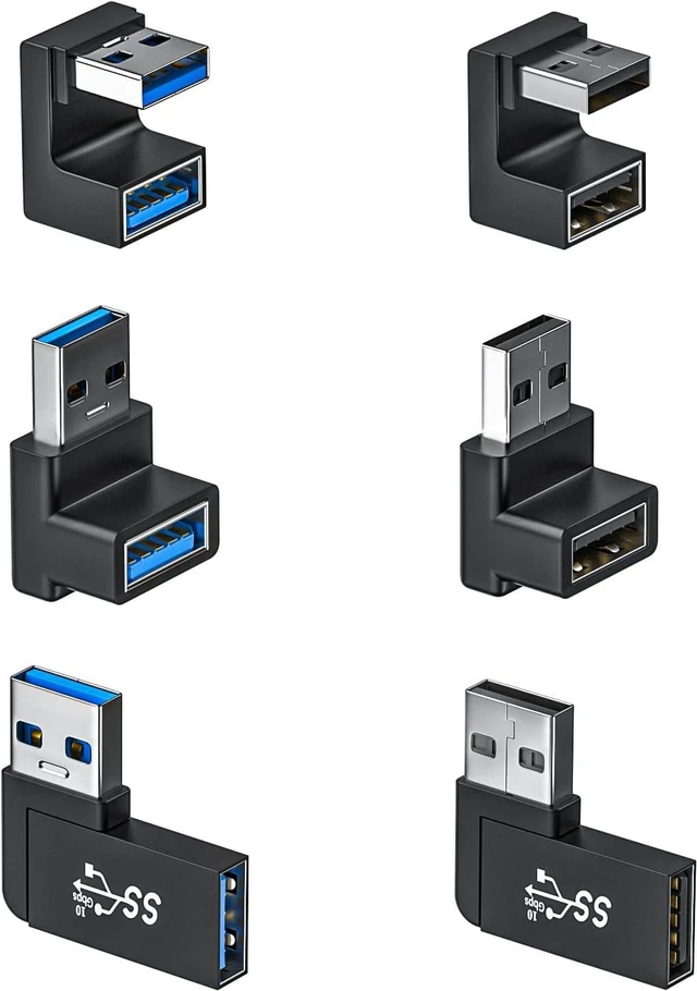 Main image of 6 Pack 180 Degree & 90 Degree USB 3.1 Adapter