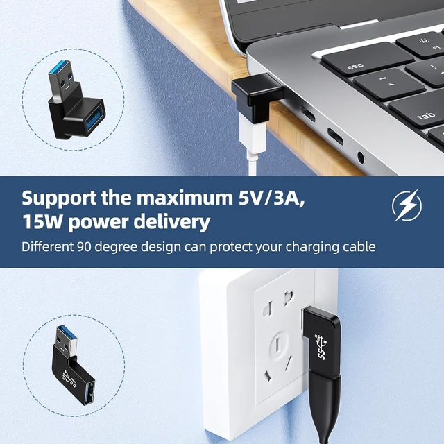 Alt view image 4 of 7 - 6 Pack 180 Degree & 90 Degree USB 3.1 Adapter
