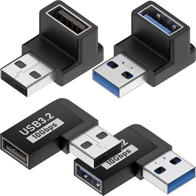 Main image of 4 Pack 10Gbps USB 3.1 Male to Female Adapter 90 Degree Right Angle USB Cable Extension Connector 4 Types for PC Desktop Laptop USB Hub USB Charger and More