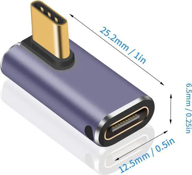 Alt view image 7 of 7 - USB C Right Angle Adapter 240W Right Angle USB C Adapter 40Gbps USB C Adapter 90 Degree USB C Male to Female Extender Support 8K Video with LED Light for ipad MacBook Tablet Phone 2pcs