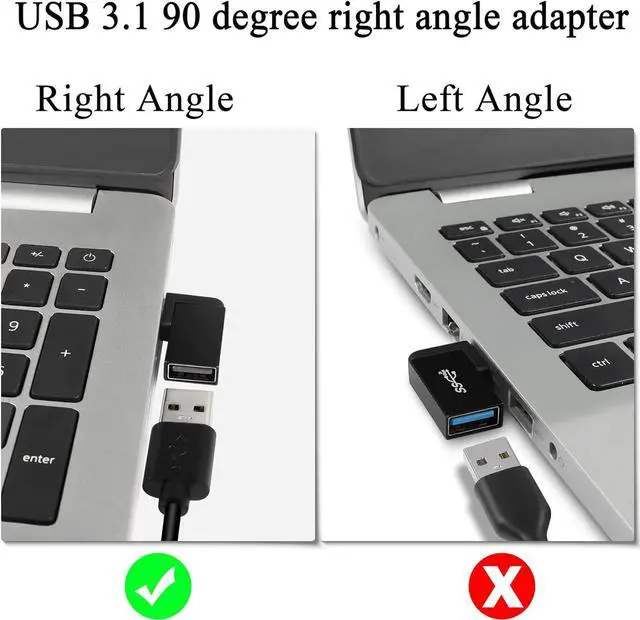Alt view image 2 of 7 - 90Angle USB 3.1 Adapter 10Gbps USB 3.1 Male to Female Right Angle Connector USB A 3.1 L-Angle Converter Coupler Support Data Transfer OTG 3A Charging 2Pcs(Right Angle Side Bend)