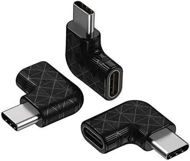 Alt view image 2 of 6 - USB C Right Angle Adapter 90 Degree USB C to USB Type-C Male to Female Adapter (3 Pack). Support USB-C 3.1 PD 100W Quick Charge 10Gb/s Data Transfer for Laptop & Tablet & Mobile Phone -Black