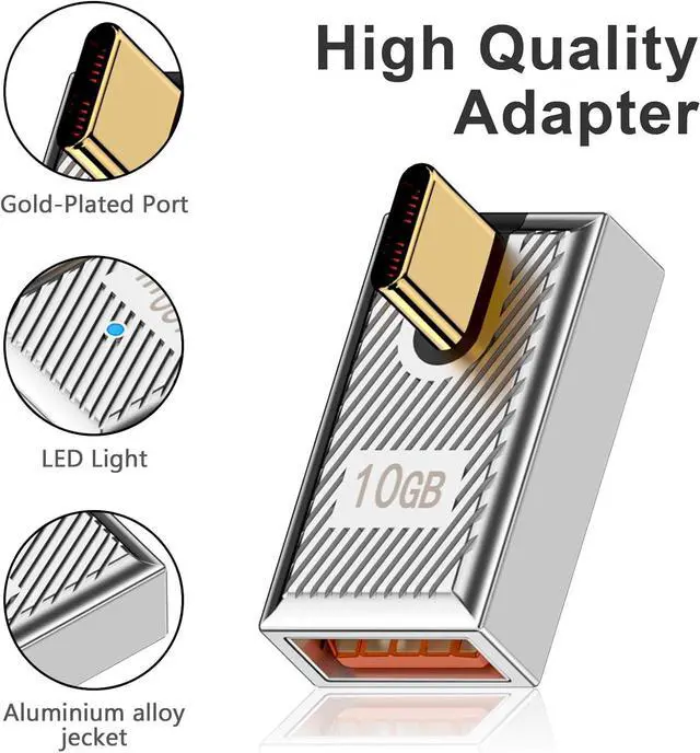 Alt view image 5 of 7 - USB A to USB C Adapter 10Gbps 90 Degree Right Angle Type C Male to Type A Female Converter 120W Charging Zinc Alloy Extender Conenctor for iPad Mac Book Galaxy S23 3-Pack
