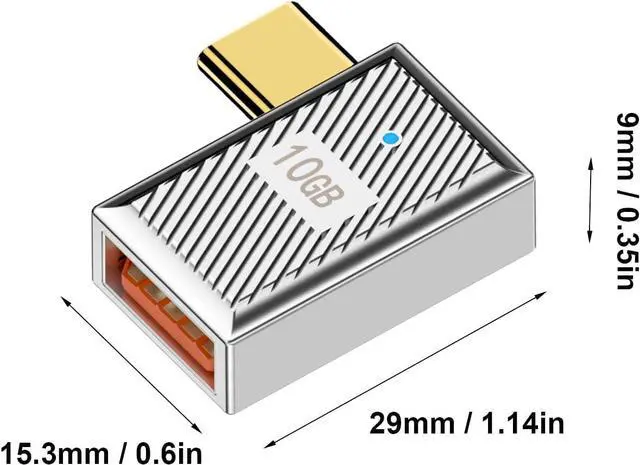 Alt view image 6 of 7 - USB A to USB C Adapter 10Gbps 90 Degree Right Angle Type C Male to Type A Female Converter 120W Charging Zinc Alloy Extender Conenctor for iPad Mac Book Galaxy S23 3-Pack