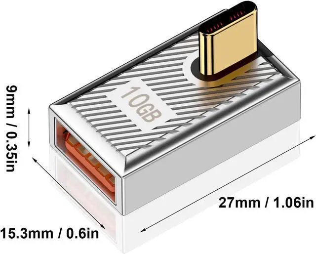 Alt view image 7 of 7 - USB A to USB C Adapter 10Gbps 90 Degree Right Angle Type C Male to Type A Female Converter 120W Charging Zinc Alloy Extender Conenctor for iPad Mac Book Galaxy S23 3-Pack