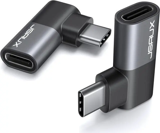 Main image of 90 Degree USB C Male to Female Adapter 2-Pack 40Gbps Data Transfer PD 100W Type C 3.1 Extender for Switch 2 Switch OLED ROG Ally Steam Deck VR MacBook iPad iPhone Air/17/16/15 and More