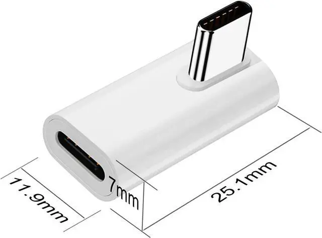Alt view image 6 of 6 - 2 Pack USB C Male to Female Adapter 90 Degree Right Angle Type C Extender Support 140W 40Gbps 8K@60Hz for Thunderbolt 4/3 MacBook Pro/Air Laptop Phones and More Type C Devices (White)