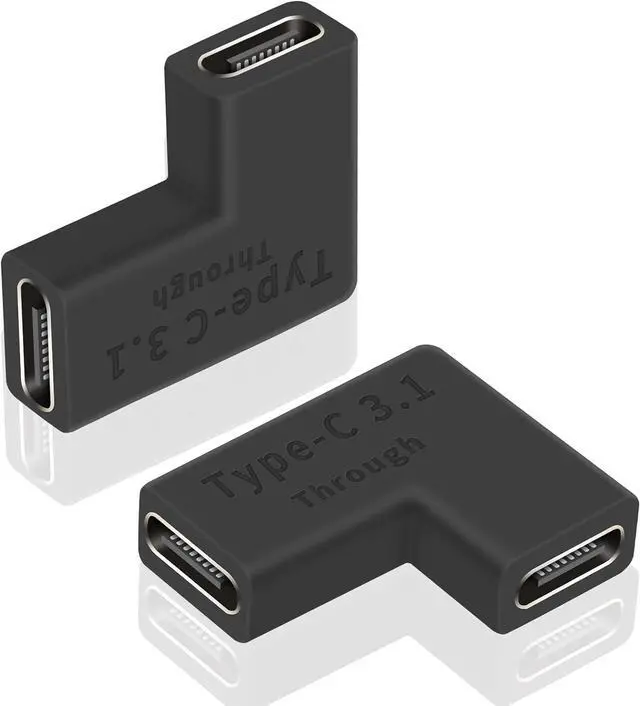 Main image of Right Angle USB C Coupler 10GBbps USB C Female to Female Adapter 90 Degree USB Tyce C 3.1 Adapter Connector Support Fast Charging and Data Transfer for Laptop Phone (2 Pack)