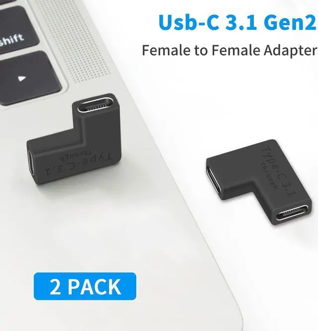 Alt view image 2 of 7 - Right Angle USB C Coupler 10GBbps USB C Female to Female Adapter 90 Degree USB Tyce C 3.1 Adapter Connector Support Fast Charging and Data Transfer for Laptop Phone (2 Pack)