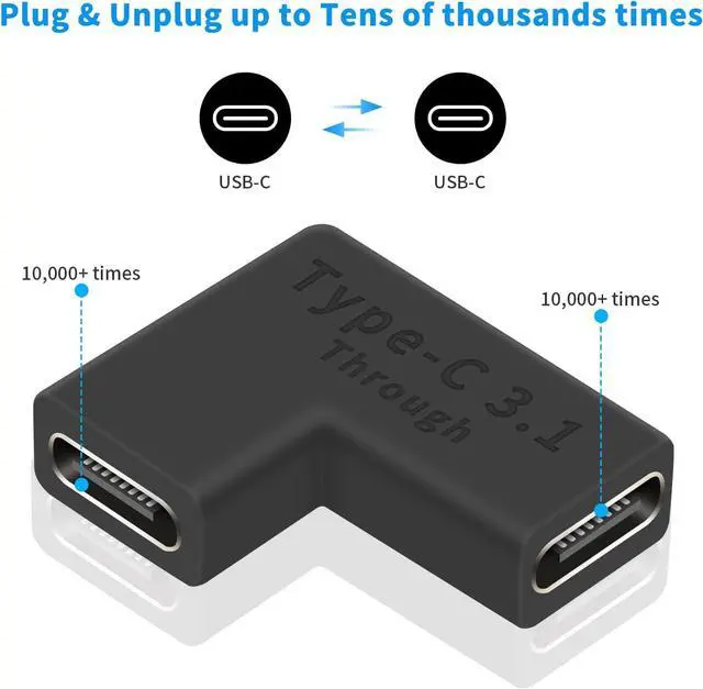 Alt view image 5 of 7 - Right Angle USB C Coupler 10GBbps USB C Female to Female Adapter 90 Degree USB Tyce C 3.1 Adapter Connector Support Fast Charging and Data Transfer for Laptop Phone (2 Pack)