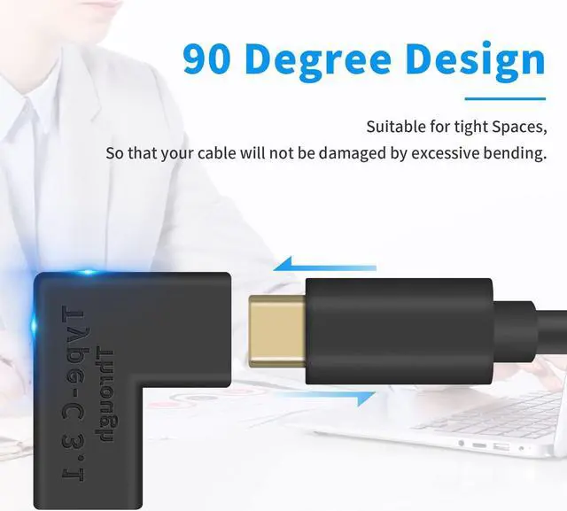 Alt view image 6 of 7 - Right Angle USB C Coupler 10GBbps USB C Female to Female Adapter 90 Degree USB Tyce C 3.1 Adapter Connector Support Fast Charging and Data Transfer for Laptop Phone (2 Pack)