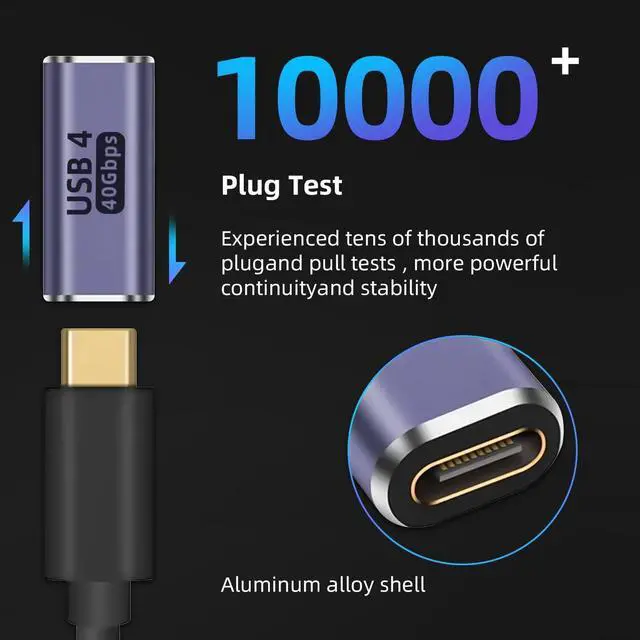 Alt view image 4 of 5 - USB C Right Angle Adapter 100W PD USB4 Type C Adapter 40Gbps 90 Degree USB C Right Angle Adapter Support 8K 60Hz Video with LED Light for ipad Thunderbolt 4 MacBook Tablet Phone (2 Pack)