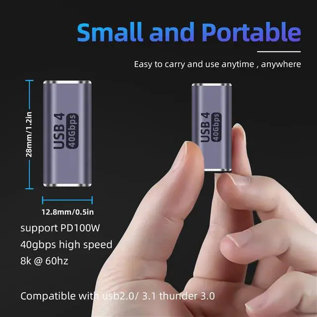 Alt view image 5 of 6 - 90Right Angle USB C Male to USB C Female Adapter 2 Pack 40Gbps USB Type C Thunderbolt 4/3 Extender for MacBook iPad Tablet Phones (90 Degree Right Angle)