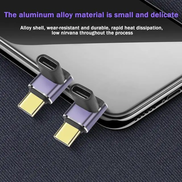 Alt view image 2 of 7 - 2 Pack 90 Degree USB C Adapter 240W Right Angle USB C Male to Female Extender Connector USB4 Type C 40Gbps Support 8K &60Hz Video Connector (Transversal 90 Degree M/F)