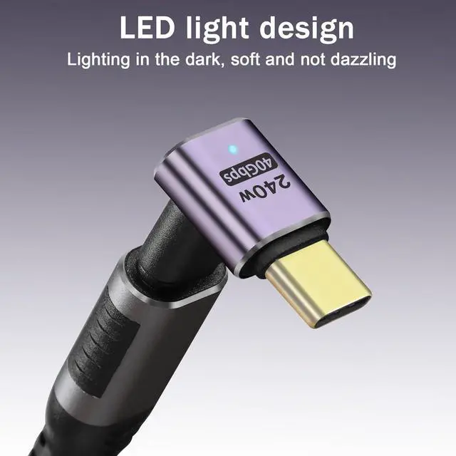 Alt view image 4 of 7 - 2 Pack 90 Degree USB C Adapter 240W Right Angle USB C Male to Female Extender Connector USB4 Type C 40Gbps Support 8K &60Hz Video Connector (Transversal 90 Degree M/F)