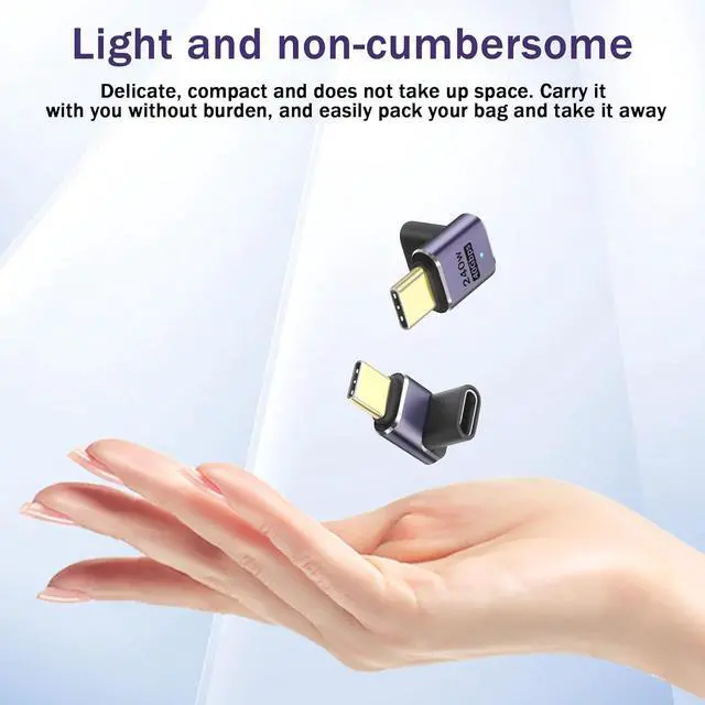 Alt view image 7 of 7 - 2 Pack 90 Degree USB C Adapter 240W Right Angle USB C Male to Female Extender Connector USB4 Type C 40Gbps Support 8K &60Hz Video Connector (Transversal 90 Degree M/F)