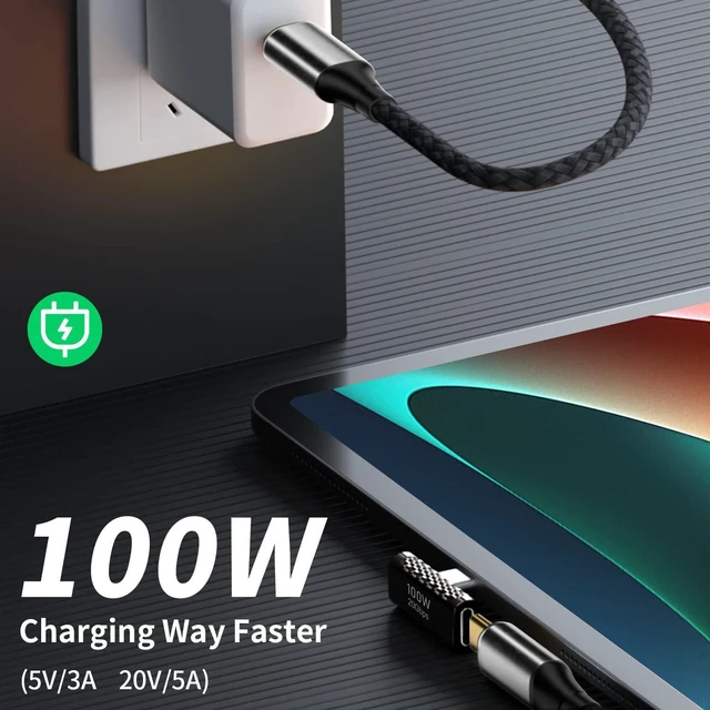 Alt view image 2 of 7 - USB C Right Angle Adapter 20Gbps USB C 90 Degree Adapter 90 Degree USB C Adapter Male to Female Support PD 100W Charger for MacBook Pro iPad Pro Tablet Phones 2 Pack