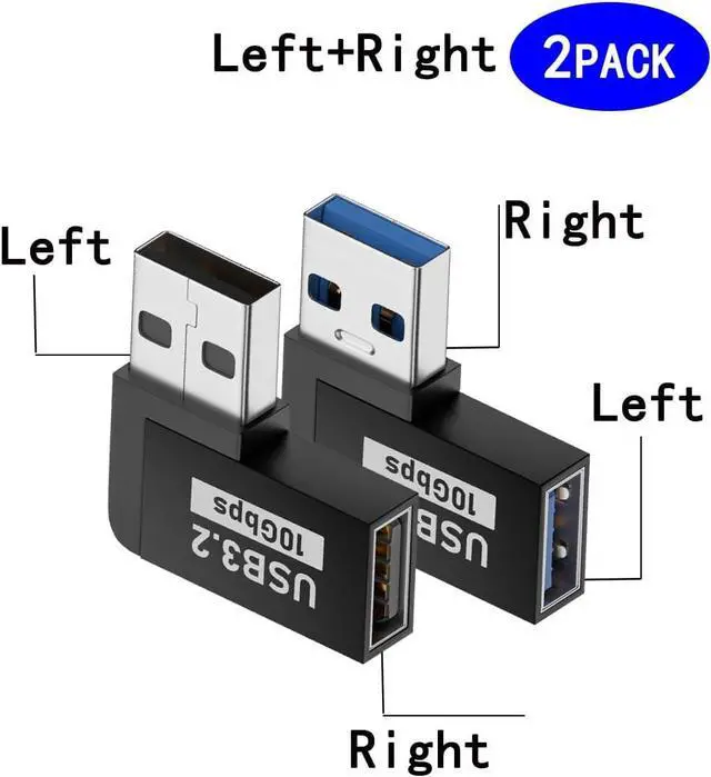 Alt view image 2 of 6 - 2 Pack USB 3.0 Adapter 90 Degree Male to Female Combo Vertical Up and Down Angle Coupler ConnectorUSB 3.0 Male to Female 90 Degree Right Angle Extension Adapter