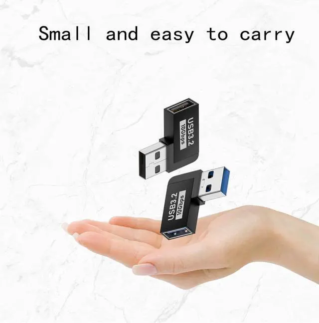 Alt view image 6 of 6 - 2 Pack USB 3.0 Adapter 90 Degree Male to Female Combo Vertical Up and Down Angle Coupler ConnectorUSB 3.0 Male to Female 90 Degree Right Angle Extension Adapter