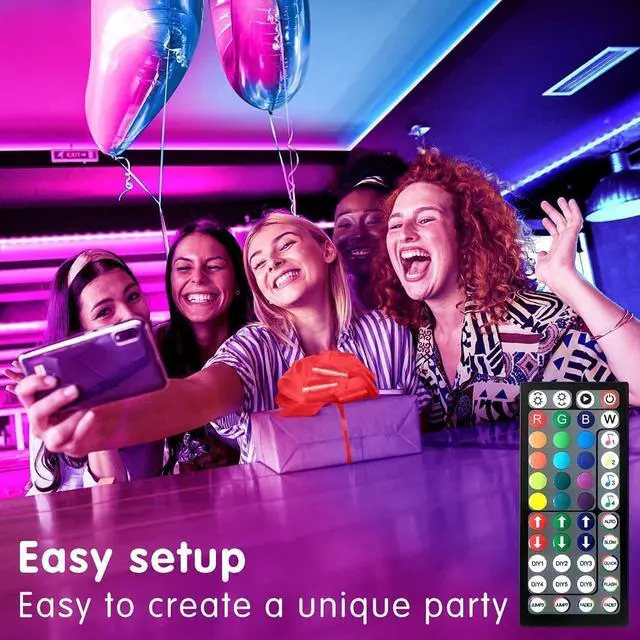 Alt view image 2 of 7 - Led Lights for Bedroom 100ft (2 Rolls of 50ft) Music Sync Color Changing Strip Lights with Remote and App Control RGB Strip for Room Home Party Decoration