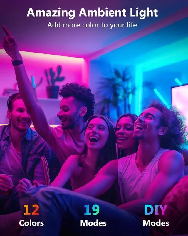 Alt view image 2 of 7 - LED Strip Lights Small LED Light Strips Dimmable RGB 5050 Color Changing LED Tape Light with Remote and UL-Listed Adapter for TV Backlight Bedroom Cabinet Shelf Display