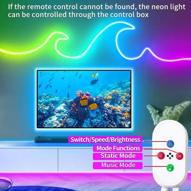 Alt view image 3 of 7 - 100ft RGB LED neon Rope Lights LED neon Lights with Remote/APP Control 24V IP65 Waterproof Flexible Neon LED Strip Lights for Bedroom Room Outdoors Decor2 Rolls of 50ft