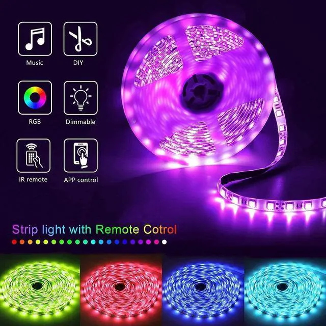 Alt view image 4 of 7 - 50ft Led Lights for Bedroom Bluetooth Smart APP Control RGB Color Changing Led Strip Lights with Remote Control and Power Adapter Led Lights for Room Kitchen Party Home Decoration
