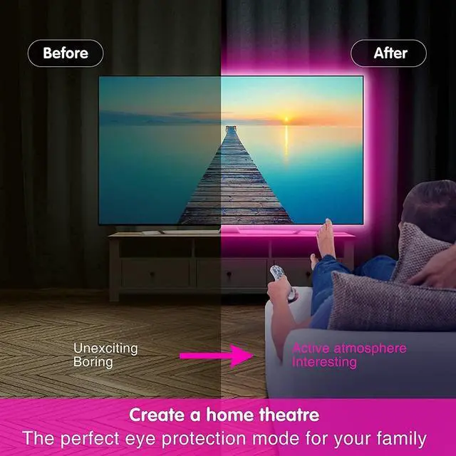 Alt view image 7 of 7 - 50ft Led Lights for Bedroom Bluetooth Smart APP Control RGB Color Changing Led Strip Lights with Remote Control and Power Adapter Led Lights for Room Kitchen Party Home Decoration