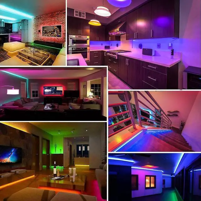Alt view image 6 of 7 - 50ft Led Lights for Bedroom Bluetooth Smart APP Control RGB Color Changing Led Strip Lights with Remote Control and Power Adapter Led Lights for Room Kitchen Party Home Decoration