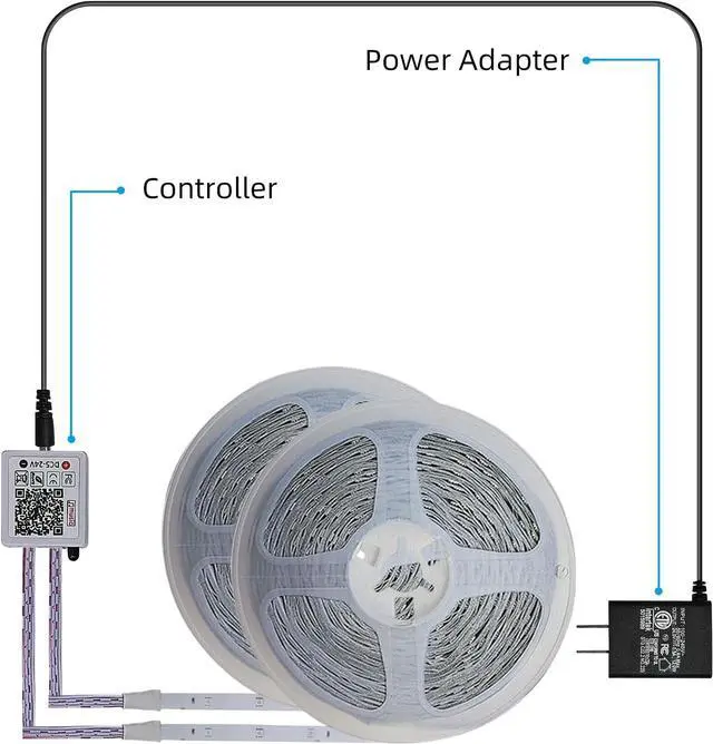 Alt view image 2 of 6 - 100Ft Smart LED Strip Lights Dimmable Color Changing by APP and 40Key Controller Indoor led Strip Lights Sync to Music led Lights for Bedroom