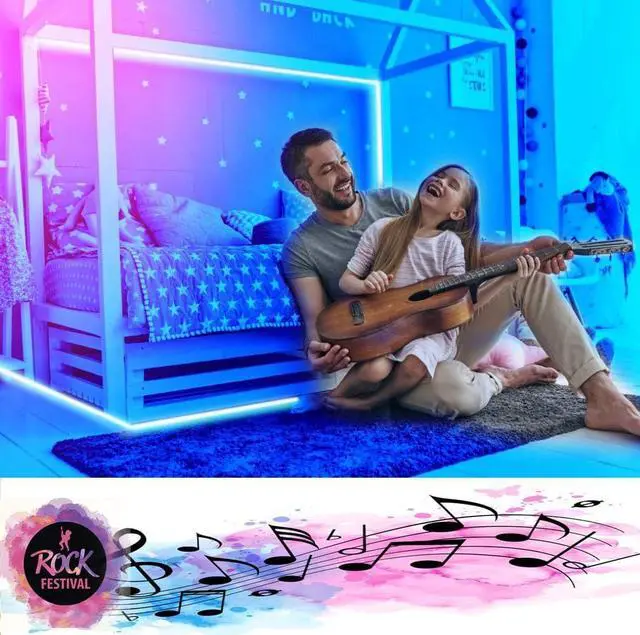 Alt view image 5 of 6 - 100Ft Smart LED Strip Lights Dimmable Color Changing by APP and 40Key Controller Indoor led Strip Lights Sync to Music led Lights for Bedroom