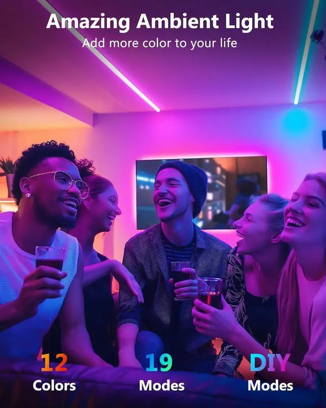 Alt view image 2 of 7 - LED Strip Lights 3 Pre-Cut 12Inch/36Inch LED Light Strip Flexible Color Changing 5050 LED Accent Kit with RF Remote Power Supply and Connectors for TV Home DIY Decoration