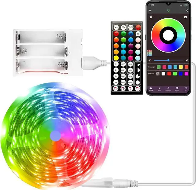 Main image of Battery Powered Led Strip Lights 25 ft LED Lights for Bedroom Battery Operated Color Changing Lights Music Sync App Remote Control RGB USB Led Lights for TV Room Rope Lights