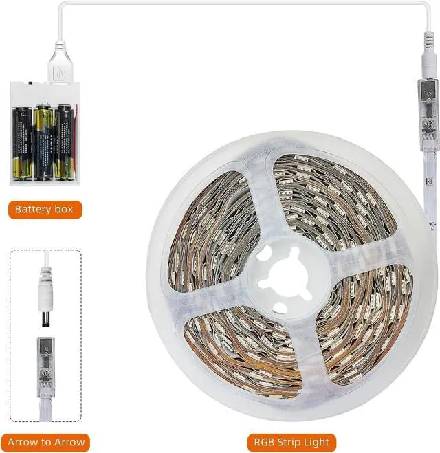 Alt view image 2 of 6 - Battery Powered Led Strip Lights 25 ft LED Lights for Bedroom Battery Operated Color Changing Lights Music Sync App Remote Control RGB USB Led Lights for TV Room Rope Lights