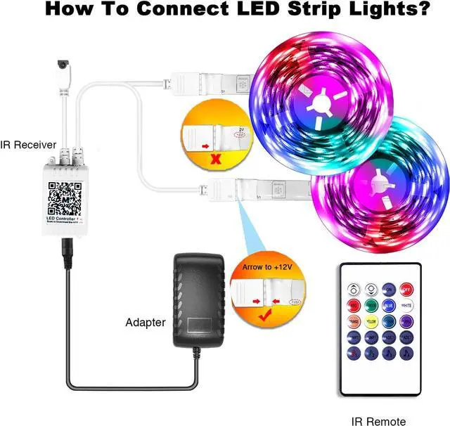 Alt view image 7 of 7 - Bluetooth 24V Led Strip Lights 200ft (2 Rolls of 100ft) Color Changing LED Lights for Bedroom Kitchen Decor App Control and Music Sync