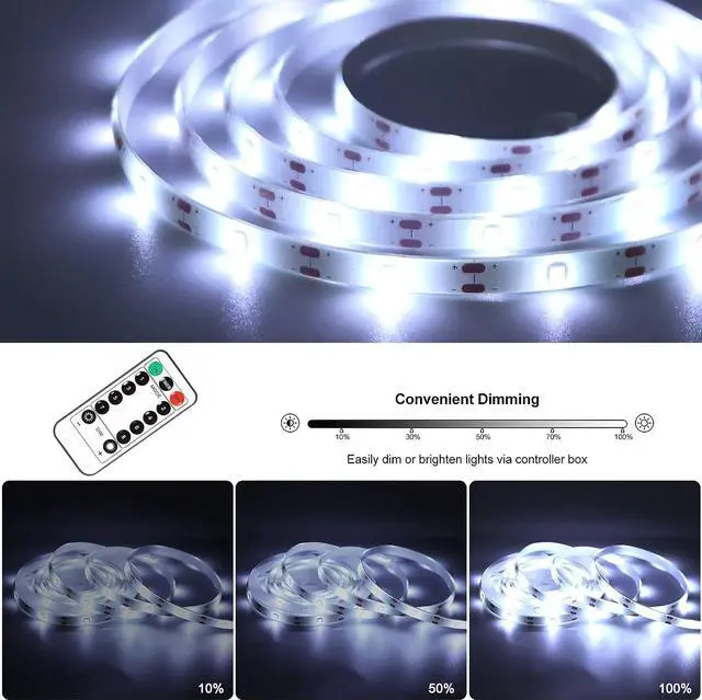 Alt view image 3 of 7 - 2PACK LED Strip Lights Battery Operated 9.8FT 90 LED Strip Lights with Remote Controller Timer Dimmable Self-Adhesive Waterproof Flexible Light Strip for Bedroom Room Outdoor Table Kitchen Decor