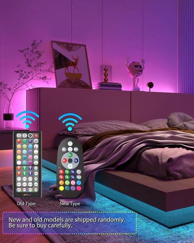 Alt view image 5 of 7 - Led Lights for Bedroom 50ft(1 Roll of 50ft) Music Sync Color Changing Led Strip Lights Smart with Remote and App Control Built-in Mic for Party Home Room Decor Luces LED para Cuarto