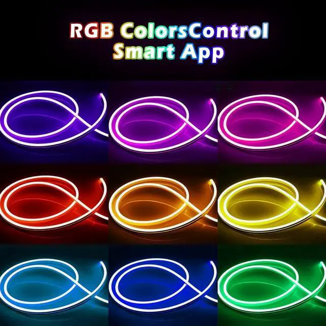 Alt view image 2 of 7 - 16.4ft RGB LED Neon Rope Light with Remote Control Smart Color Changing DIY Mode Neon Flex Strip Lights for Bedroom Indoors Outdoors Decor