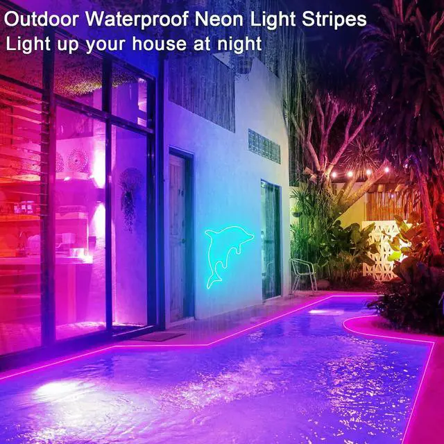 Alt view image 4 of 7 - 50ft RGB LED neon Rope Lights LED neon Strip Lights with Remote Control/APP Control IP65 24V Waterproof Flexible Neon LED Strip Lights Led Lights for Bedroom Room Outdoors Décor