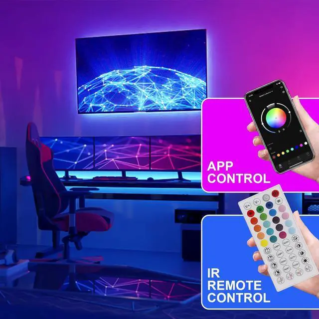 Alt view image 5 of 6 - Led Lights for Bedroom 100ft Led Strip Lights Music Sync Color Changing Led Lights with APP and 44 Keys Remote Control Rope Lights RGB Led Light Strips for Room Decor(50ft*2)