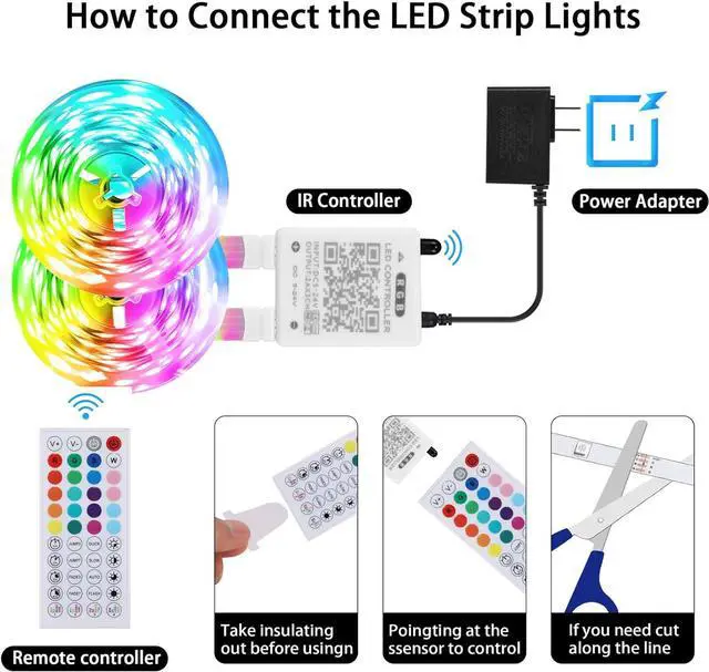 Alt view image 6 of 6 - Led Lights for Bedroom 100ft Led Strip Lights Music Sync Color Changing Led Lights with APP and 44 Keys Remote Control Rope Lights RGB Led Light Strips for Room Decor(50ft*2)