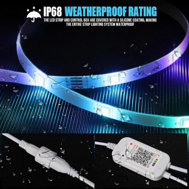 Alt view image 2 of 7 - 200ft Outdoor Led Strip Lights Waterproof IP68 with Self-Adhesive Low Voltage 24V Heavy Duty Color Changing Music Sync Wireless Remote & App Control
